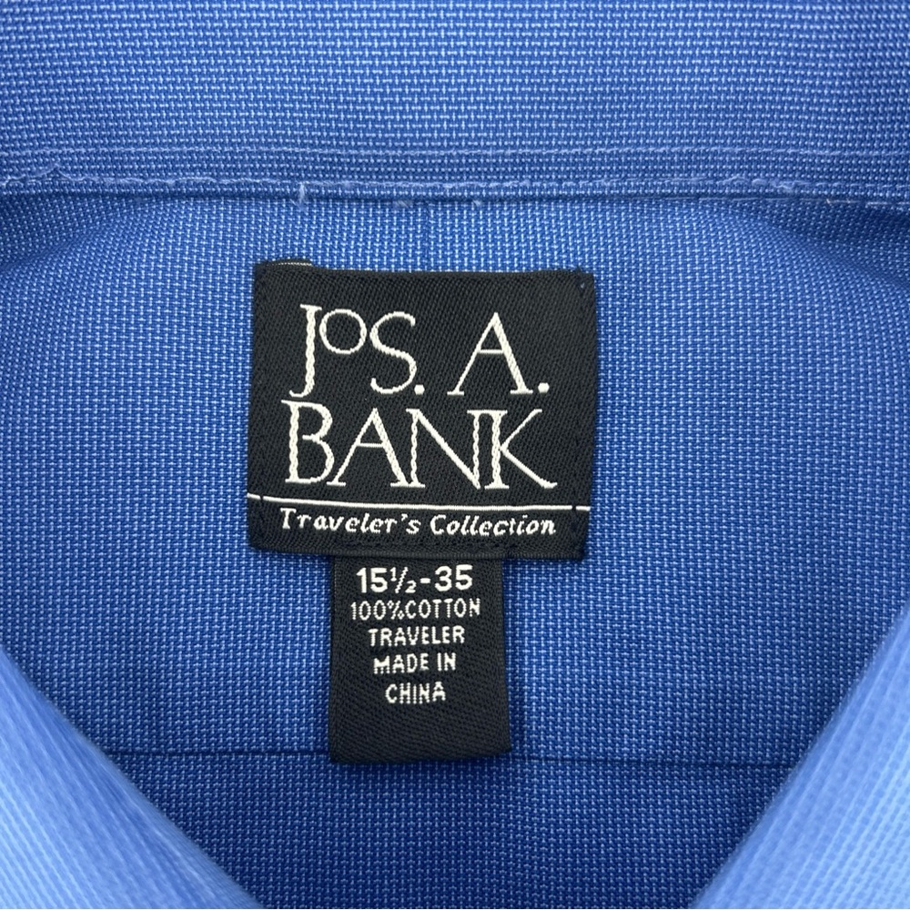 Jos A Bank Dress Shirt Men’s 15.5 Large Blue Pinpoint Classic Traveler NWT - Picture 5 of 12